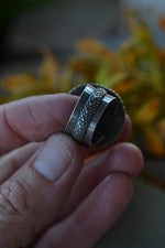 Manganese Agate Ring Size 7.5 - Dark Spring Throw Back - Discounted from Original Price