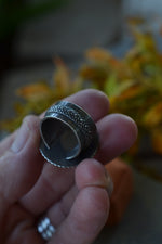Manganese Agate Ring Size 7.5 - Dark Spring Throw Back - Discounted from Original Price