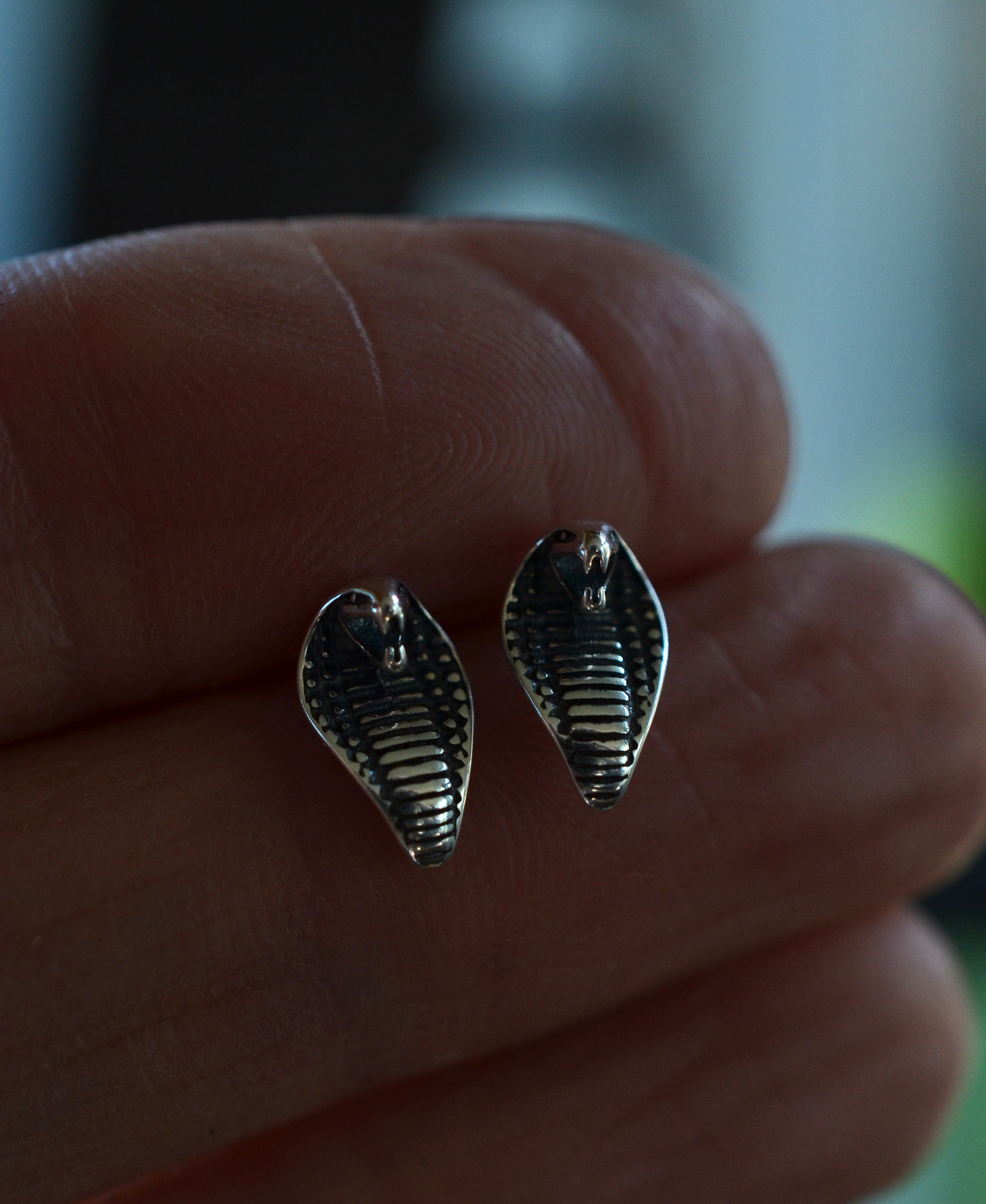 Cobra Snake Studs - Sterling Silver