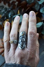 Haunted House Ring - Black Onyx and Carnelian - Will fit like a size 8