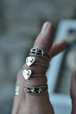 Heart of the Sea - Sterling Silver Heart/Anchor Ring-  SIZES 7-10 are Available