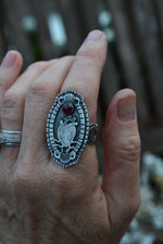 Anatomical Heart Cameo Ring - Garnet - Size 10