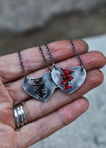 PRE-ORDER -Mended Heart Necklace - Choose your Thread Color - 18" Chain Included