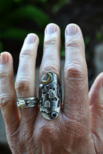 Haunted House Ring - Black Onyx and Carnelian - Will fit like a size 8