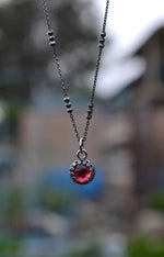 Delicate Gallery Charm Necklace - Garnet -  18" Chain Included