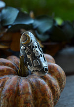 Haunted House Ring - Black Onyx and Carnelian - Will fit like a size 8