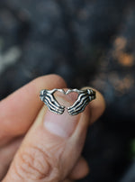 Skeleton Heart Hand Ring - Sterling Silver - Only Size 8 & 10 are Available!