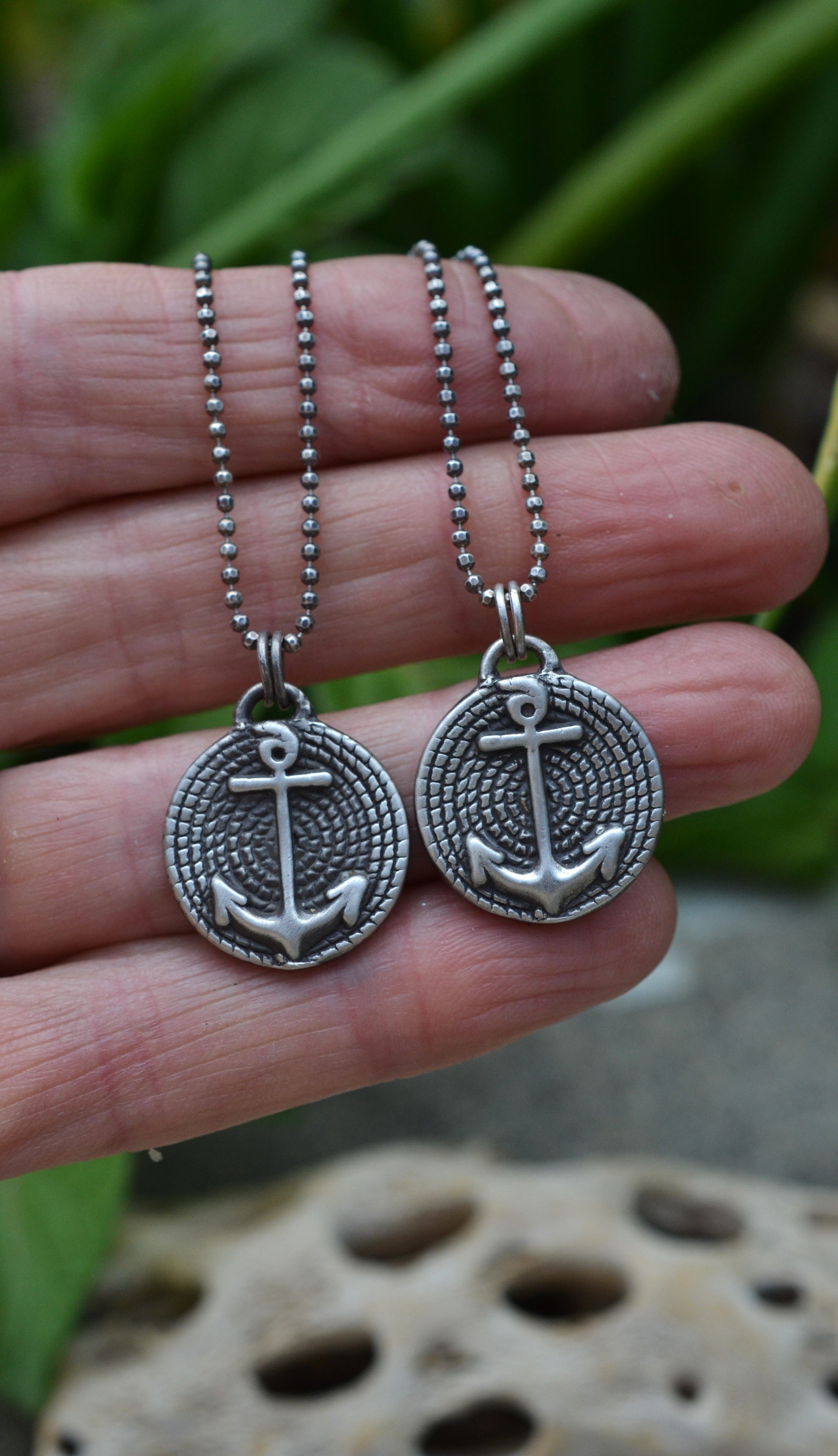 Anchor/Rope Necklace - 18" or 20" Beaded Chain Included