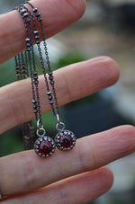 Delicate Gallery Charm Necklace - Garnet -  18" Chain Included