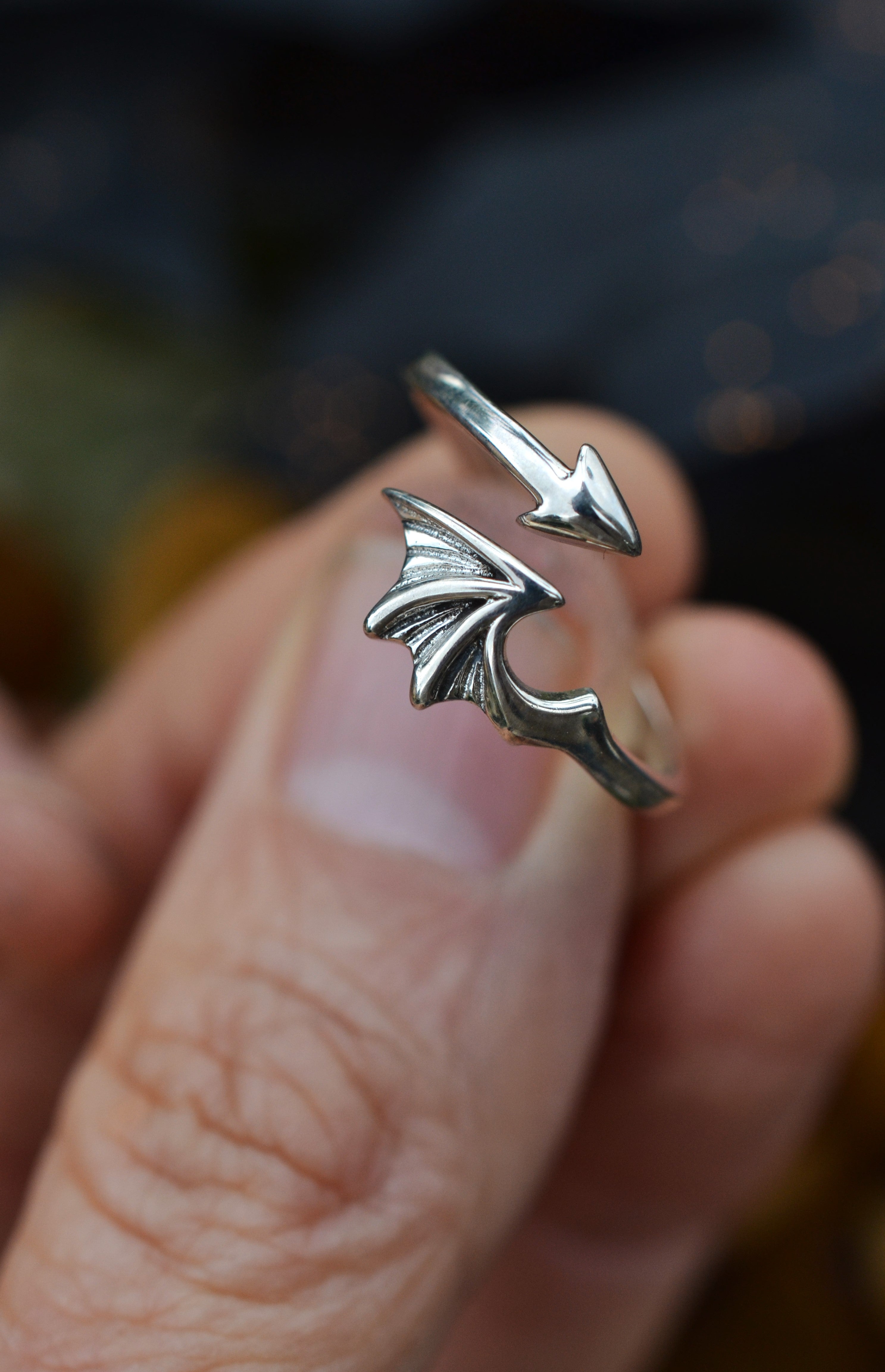 Bat Wing Adjustable Ring - Sterling Silver - Only Size 7 is left! (adjustable from 6.5-8)