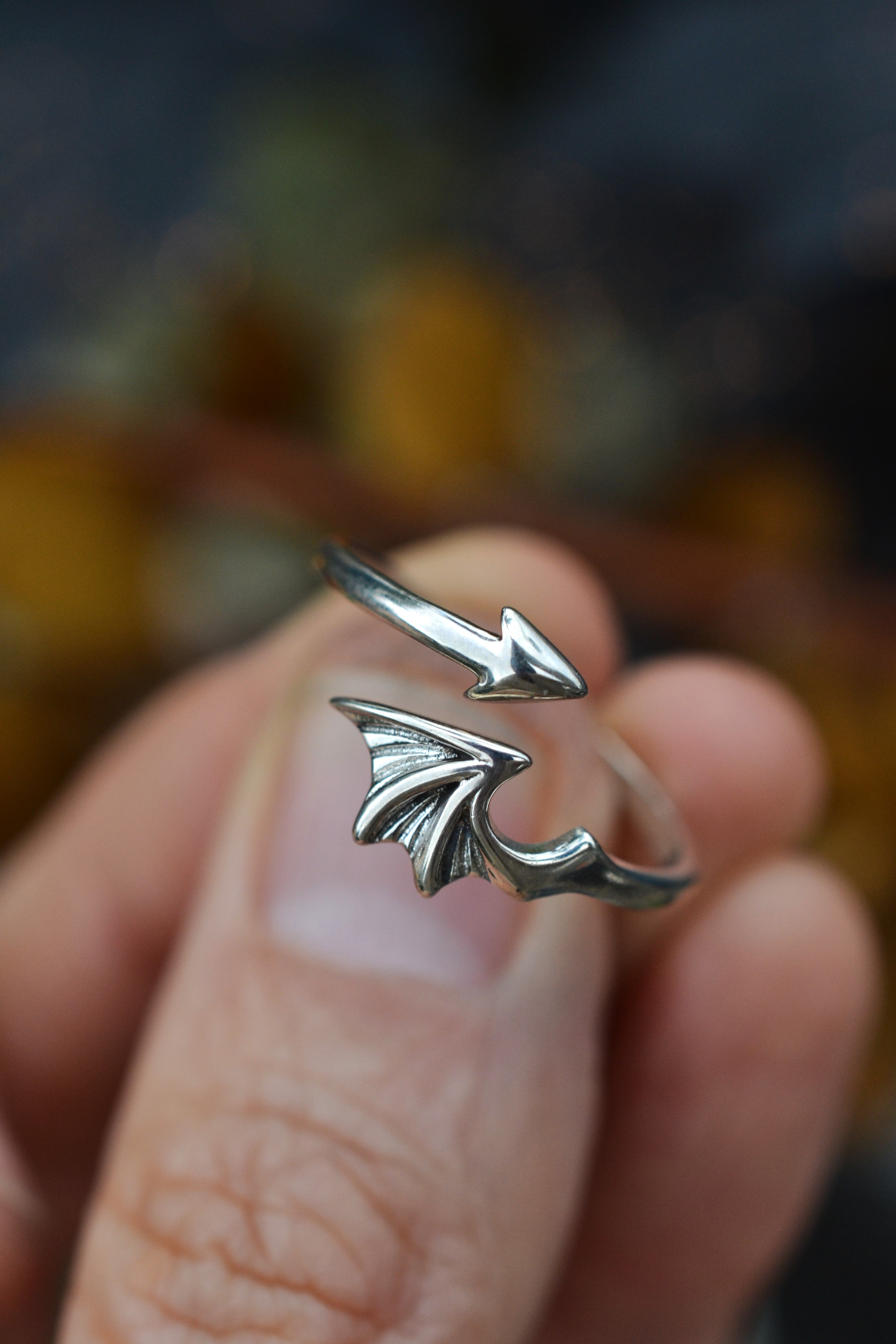 Bat Wing Adjustable Ring - Sterling Silver - Only Size 7 is left! (adjustable from 6.5-8)