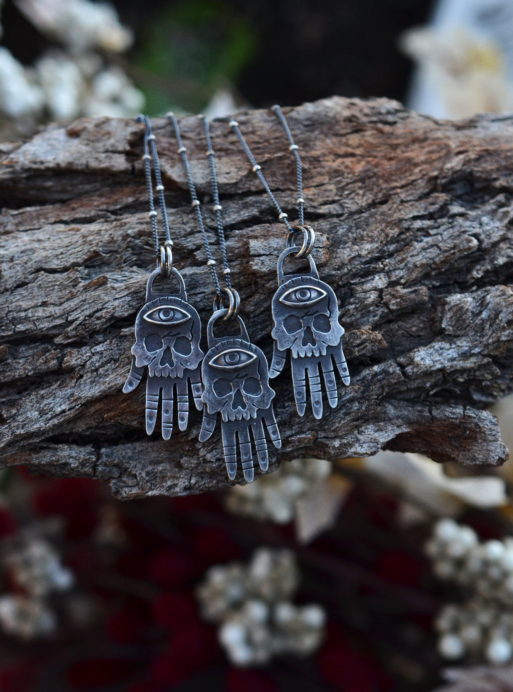 Only 1 Left! Third Eye Skull Hand Charm - 16" or 18" Chain Included