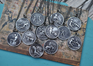 Double Sided Zodiac Charms - Choose Your Sign - 16", 18" or 20" Curb Chain Included!