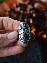 Terror of Sleepy Hollow Ring -  Amethyst and Black Onyx - Will Fit Like a Size 8.5