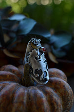 Headless Horseman with Moon and Bat - Size 7.25 - Sterling Silver - Carnelian
