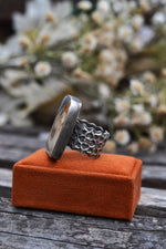 OOAK Abstract Desert Landscape Ring - Size 8