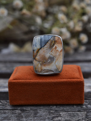 OOAK Abstract Desert Landscape Ring - Size 8