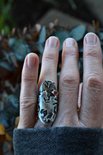 Headless Horseman with Moon and Bat - Size 7.25 - Sterling Silver - Carnelian