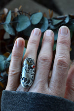 Headless Horseman with Moon and Bat - Size 7.25 - Sterling Silver - Carnelian