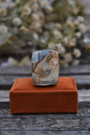 OOAK Abstract Desert Landscape Ring - Size 8