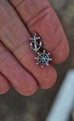 Anchor & Helm Stud Earrings - Sterling Silver.