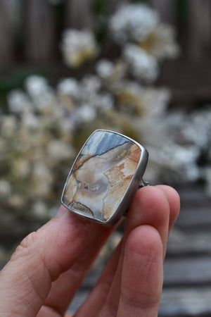 OOAK Abstract Desert Landscape Ring - Size 8