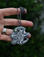 XL Flying Witch Pendant - 3 Stones - Chain is adjustable at 18" and 20" and 24"