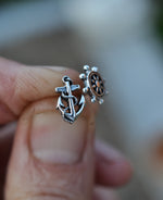 Anchor & Helm Stud Earrings - Sterling Silver.