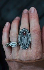 Anatomical Heart Cameo Ring - Garnet - Size 10