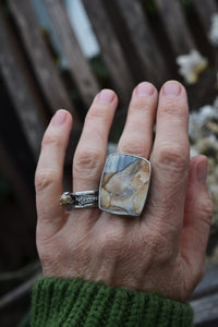 OOAK Abstract Desert Landscape Ring - Size 8