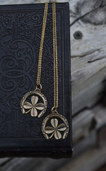 BRASS Lucky Clover Horseshoe Necklace - 18" Delicate Brass Chain Included