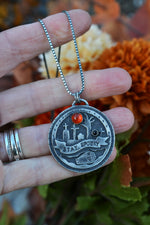 STAY SPOOKY - Zombie Graveyard Banner Pendant - 24" Chain Included