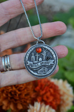 STAY SPOOKY - Zombie Graveyard Banner Pendant - 24" Chain Included