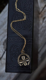 BRASS Lucky Clover Horseshoe Necklace - 18" Delicate Brass Chain Included