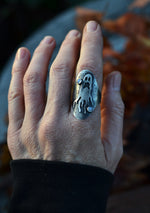 Ghastly Ghost Ring - Rainbow Moonstone - Size 10.5