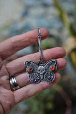 Decorative Skull Butterfly - Carnelian and Amethyst Webs - 18” Chain with 2” extender
