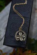 BRASS Lucky Clover Horseshoe Necklace - 18" Delicate Brass Chain Included