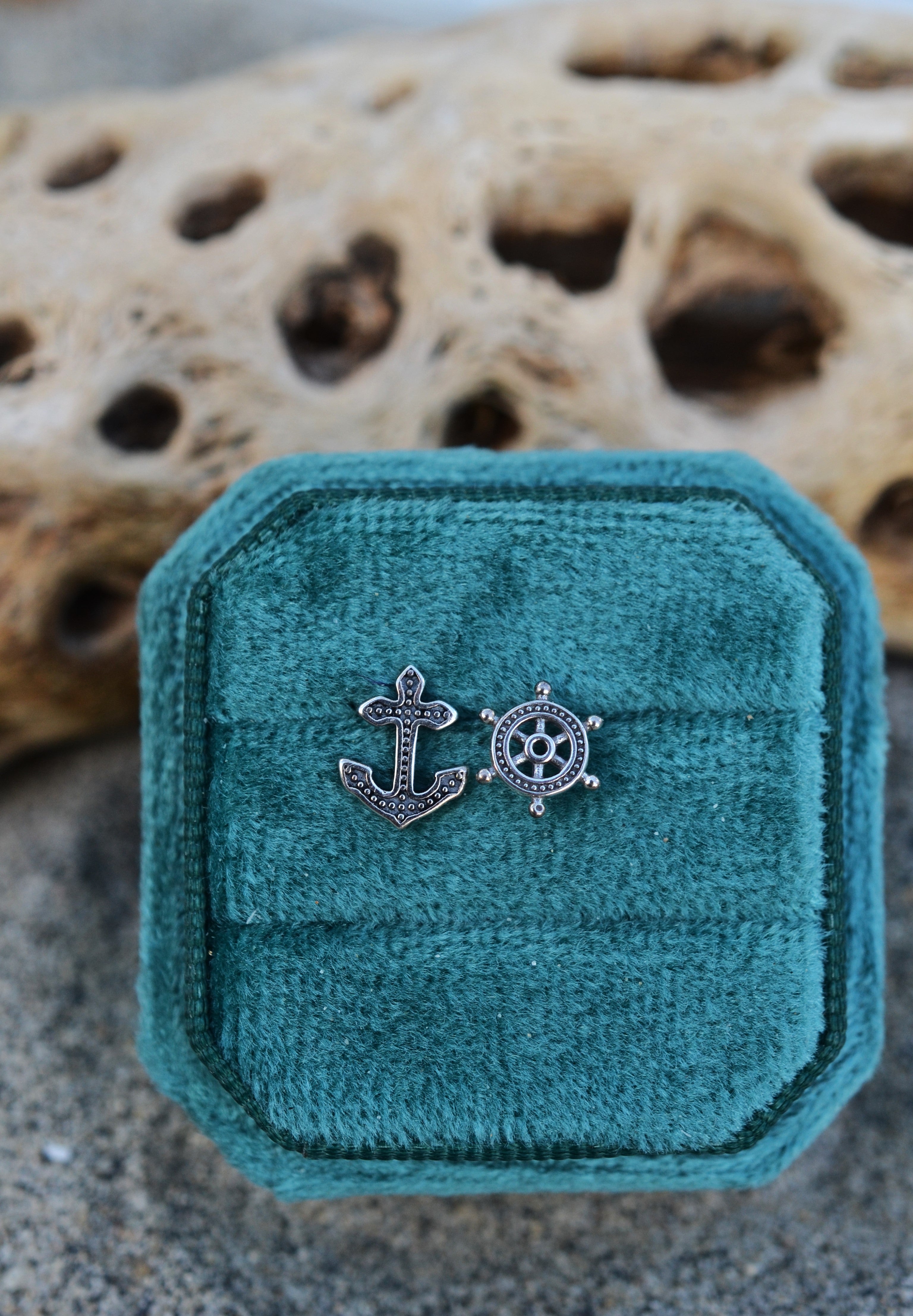 Anchor & Helm Stud Earrings - Sterling Silver
