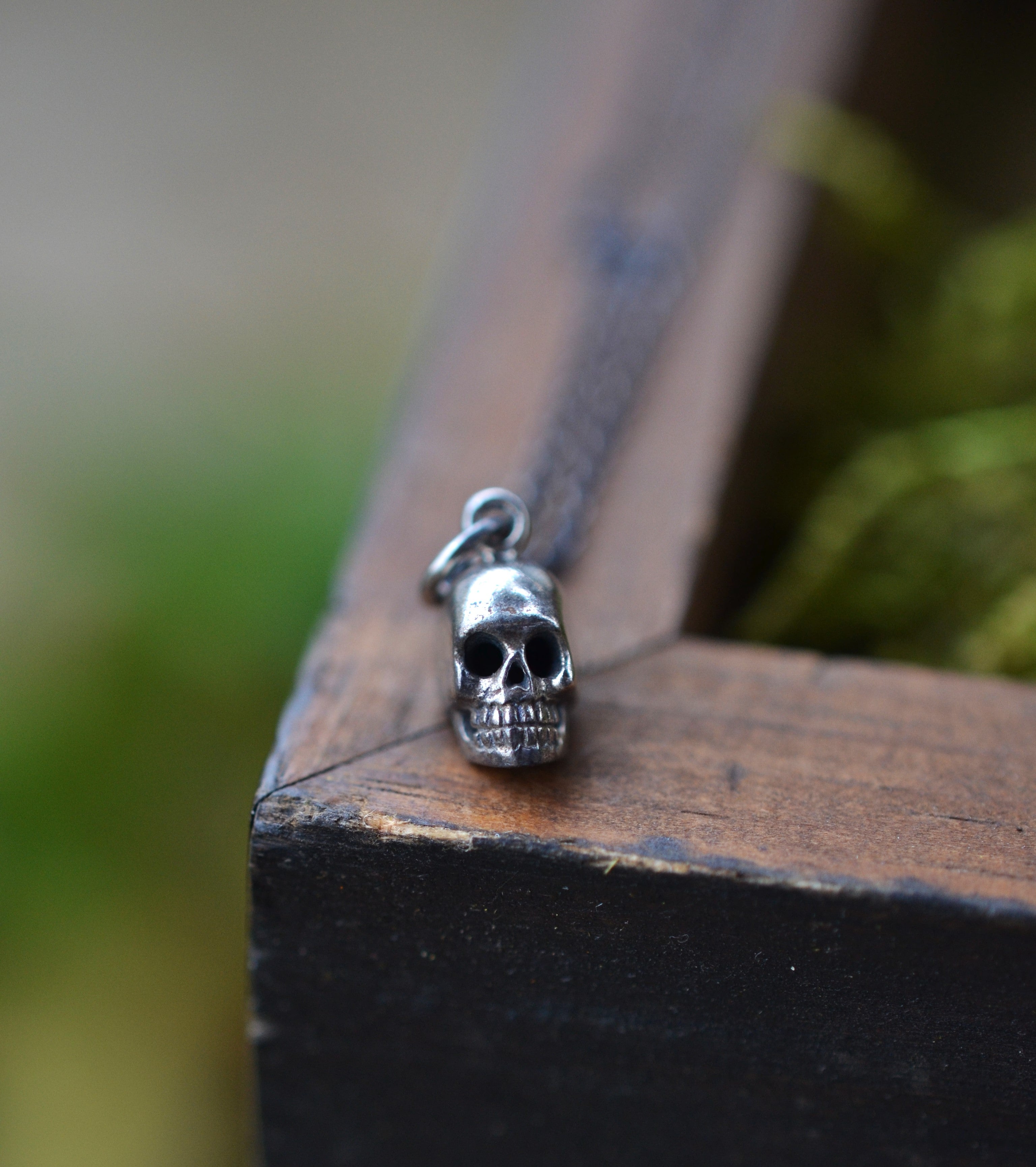 Small Skull Charm Necklace - Sterling Silver - 20" Delicate Cable Chain Included