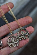BRASS Lucky Clover Horseshoe Necklace - 18" Delicate Brass Chain Included