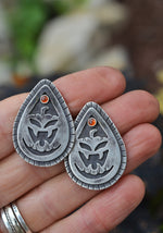 Jolly Jack-O-Lantern Post Style Earrings - Hessonite Garnet