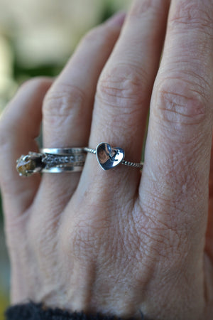 Heart of the Sea - Sterling Silver Heart/Anchor Ring-  SIZES 7-10 are Available