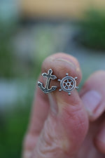 Anchor & Helm Stud Earrings - Sterling Silver