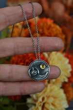 Hallows Eve Midnight Moon Necklace - Bat-O-Lantern/Citrine - 24"