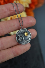 Hallows Eve Midnight Moon Necklace - Bat-O-Lantern/Citrine - 24"