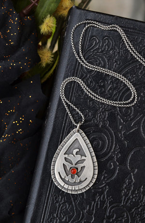 Jolly Jack-O-Lantern Charm Necklace - Carnelian - 18" Chain Included