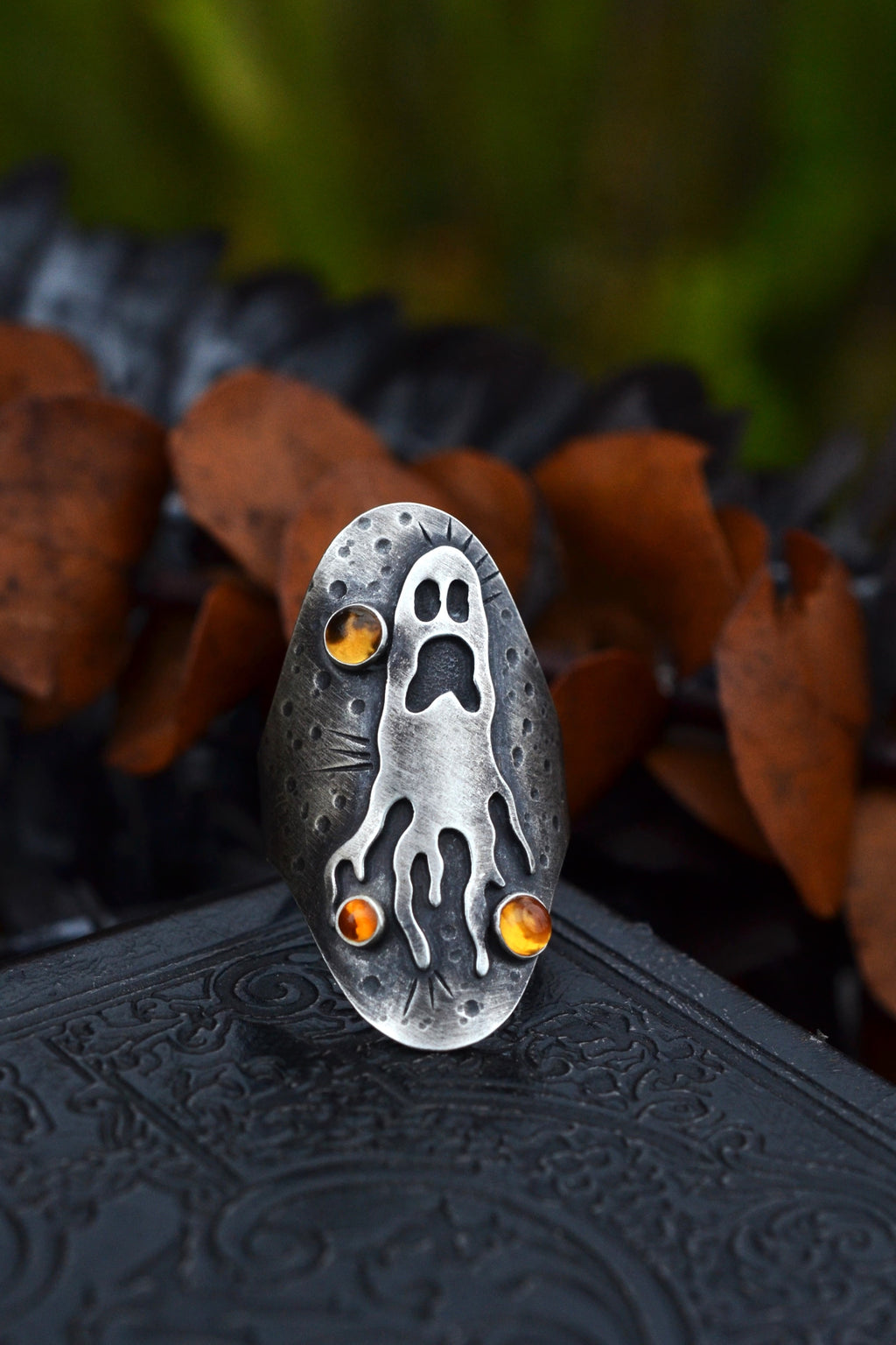 Ghastly Ghost Ring - 3 Citrine - Will Fit Like a Size 10.5