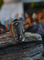 Frankenstein's Monster Ring - Black Onyx - CAST in Sterling Silver - Will Fit Like a Size 10