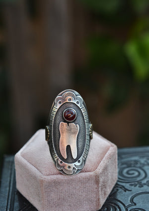 Cameo Molar Ring - Garnet - Will Fit Like a Size 8.25