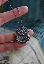 Skull Charm -  Floral Banner/Mermaid Tail - Lapis Lazuli - Chain Included